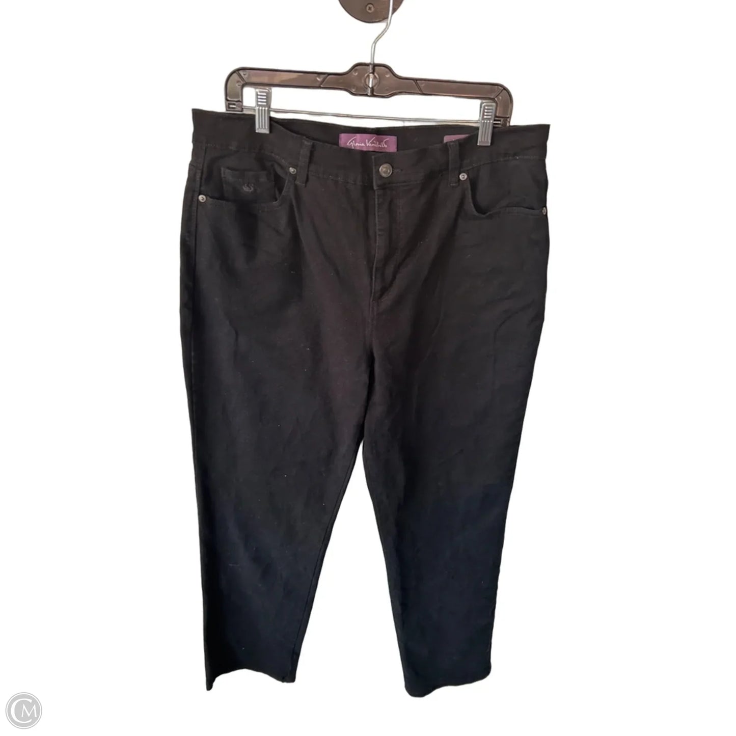 Jeans Straight By Gloria Vanderbilt In Black Denim, Size: 16