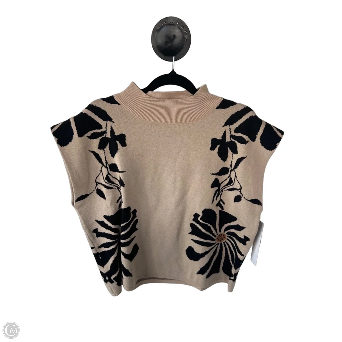 Sweater Short Sleeve By Entro In Black & Tan, Size: L