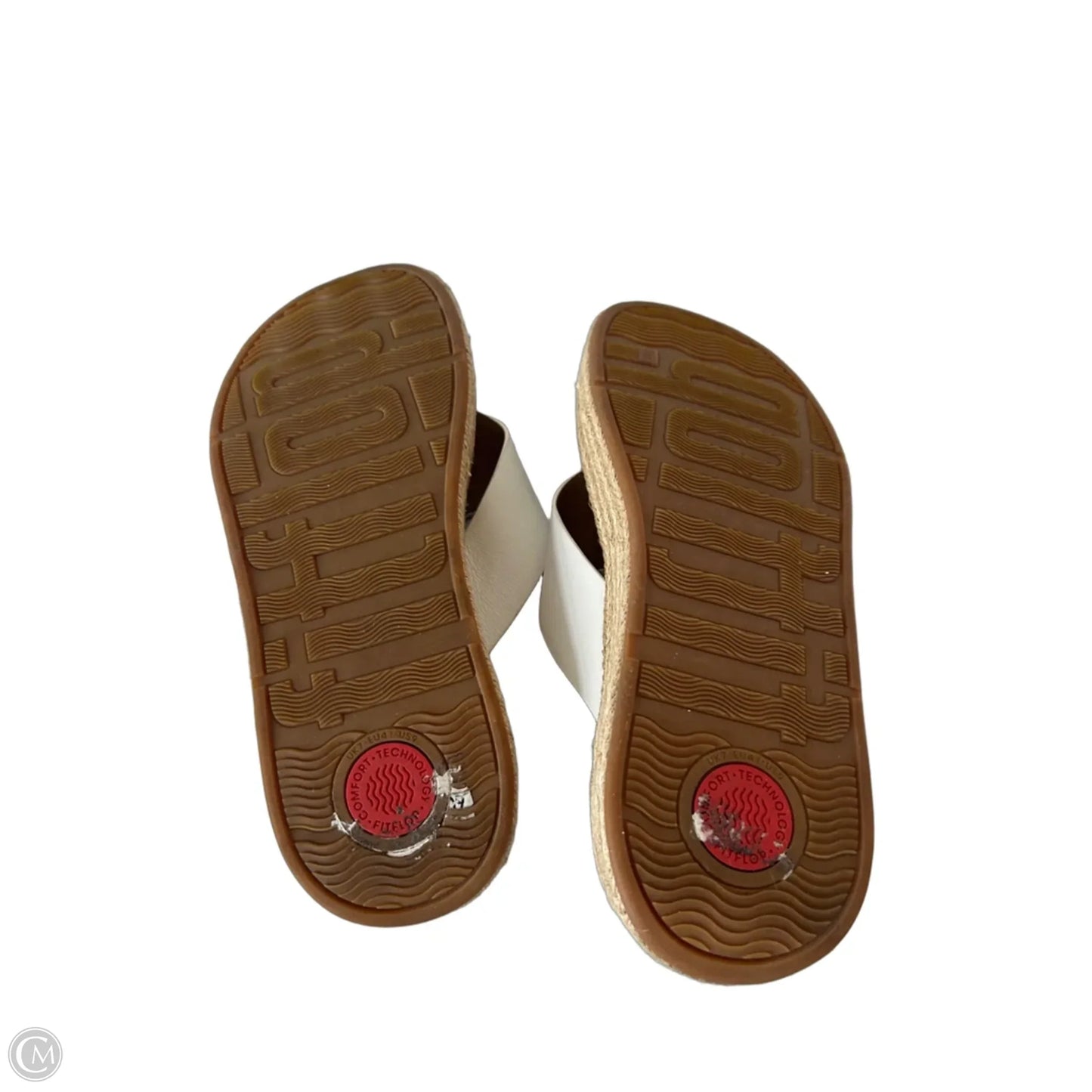 Sandals Flip Flops By Fitflop In Tan & White, Size: 9