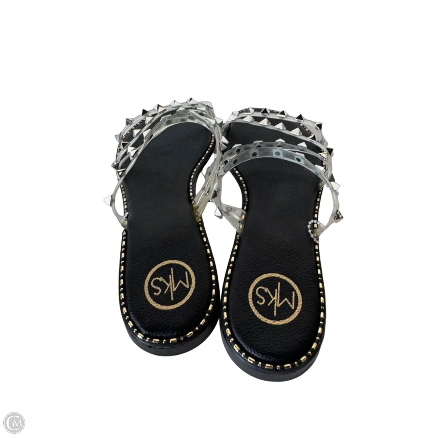 Sandals Flats By Clothes Mentor In Black & Silver, Size: 8