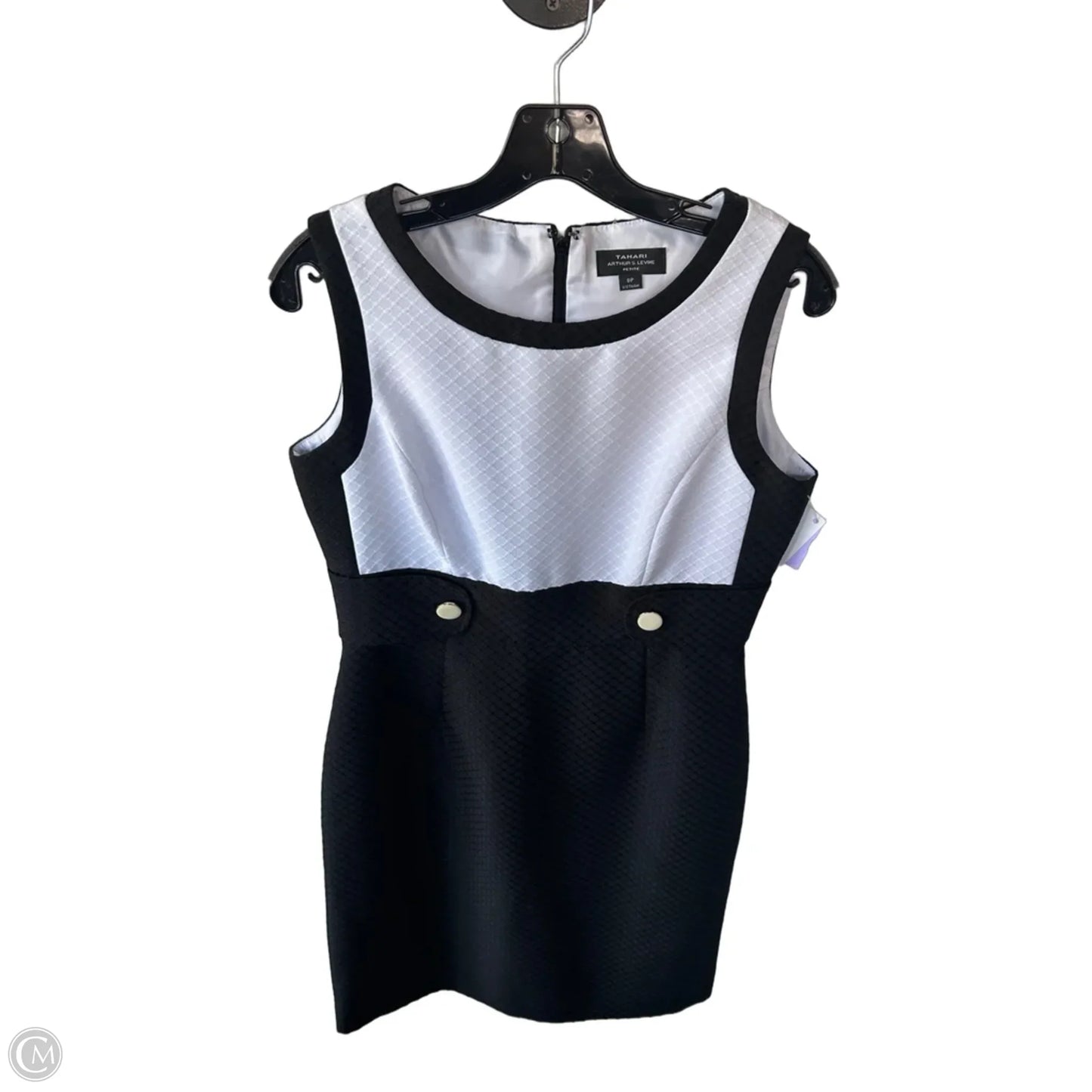 Dress Work By Tahari By Arthur Levine In Black & White, Size: Mp