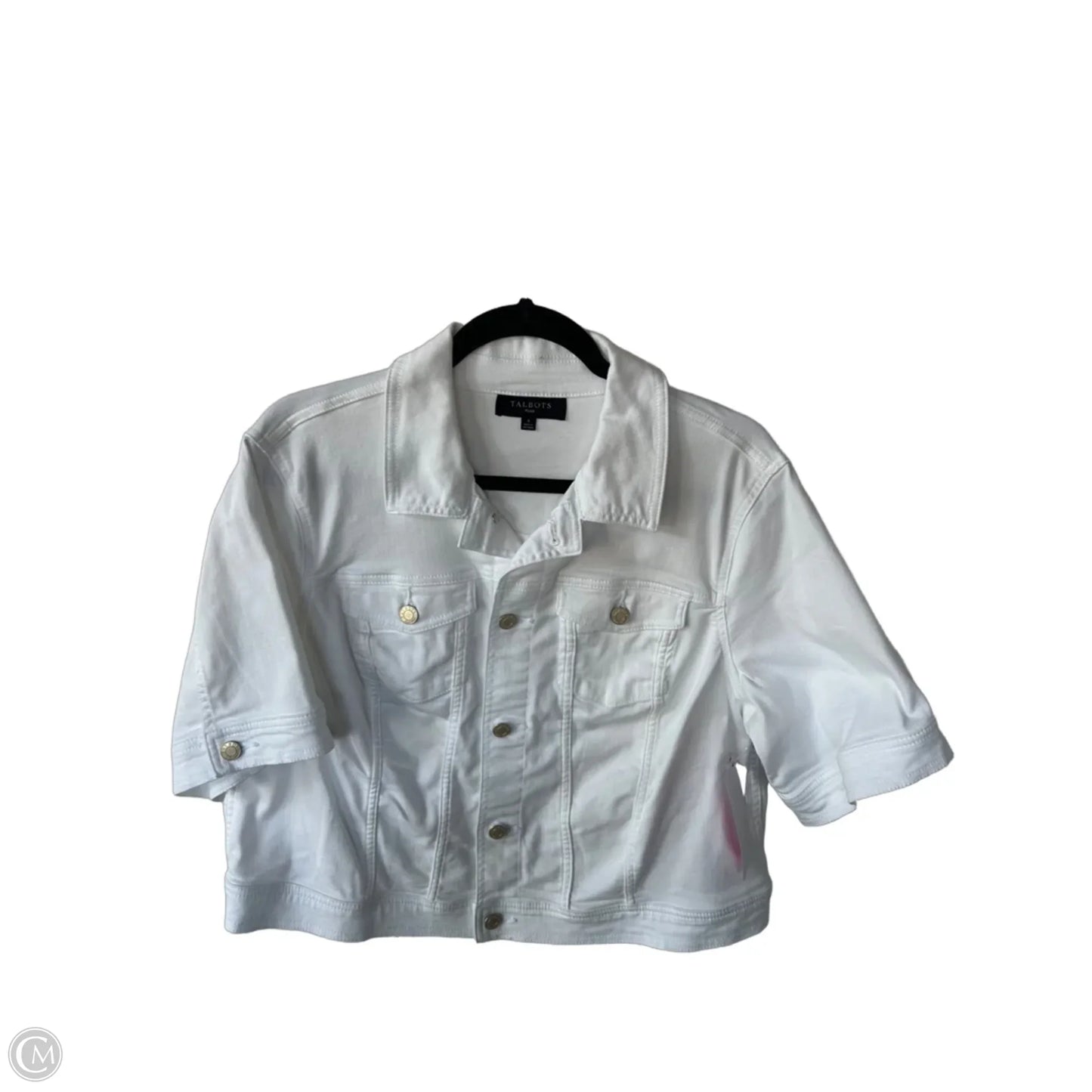 Jacket Denim By Talbots In White Denim, Size: Xl