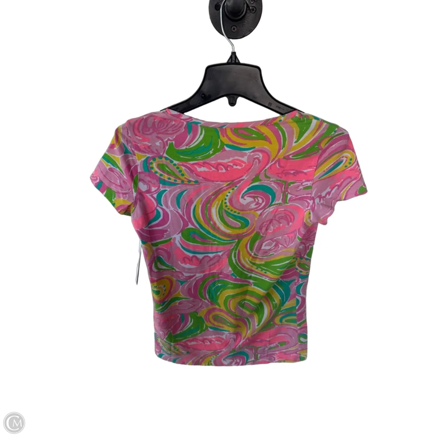 Top Short Sleeve Designer By Lilly Pulitzer In Green & Pink, Size: S