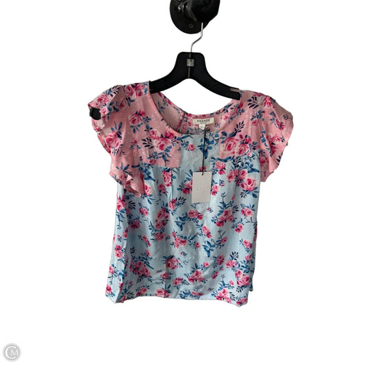 Top Short Sleeve By Andree By Unit In Blue & Pink, Size: L