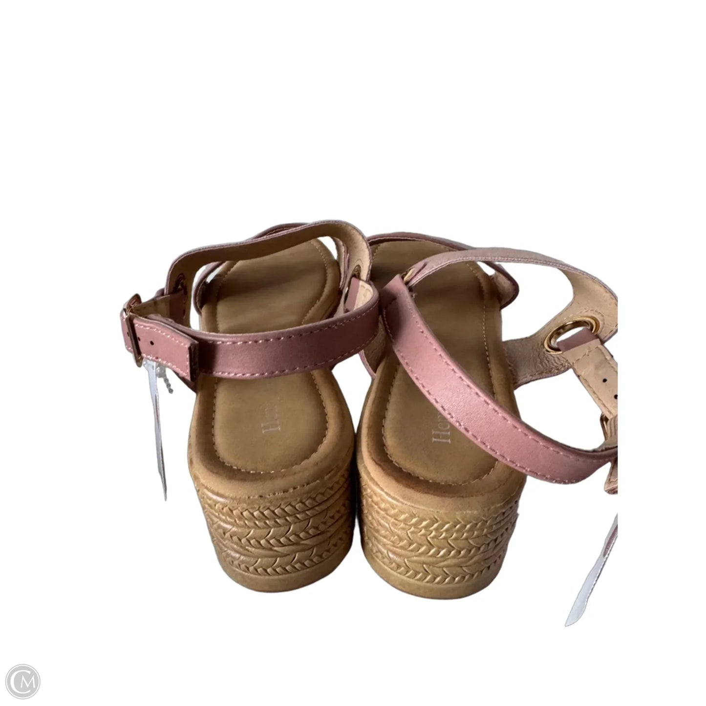 Sandals Heels Wedge By Clothes Mentor In Pink & Tan, Size: 8