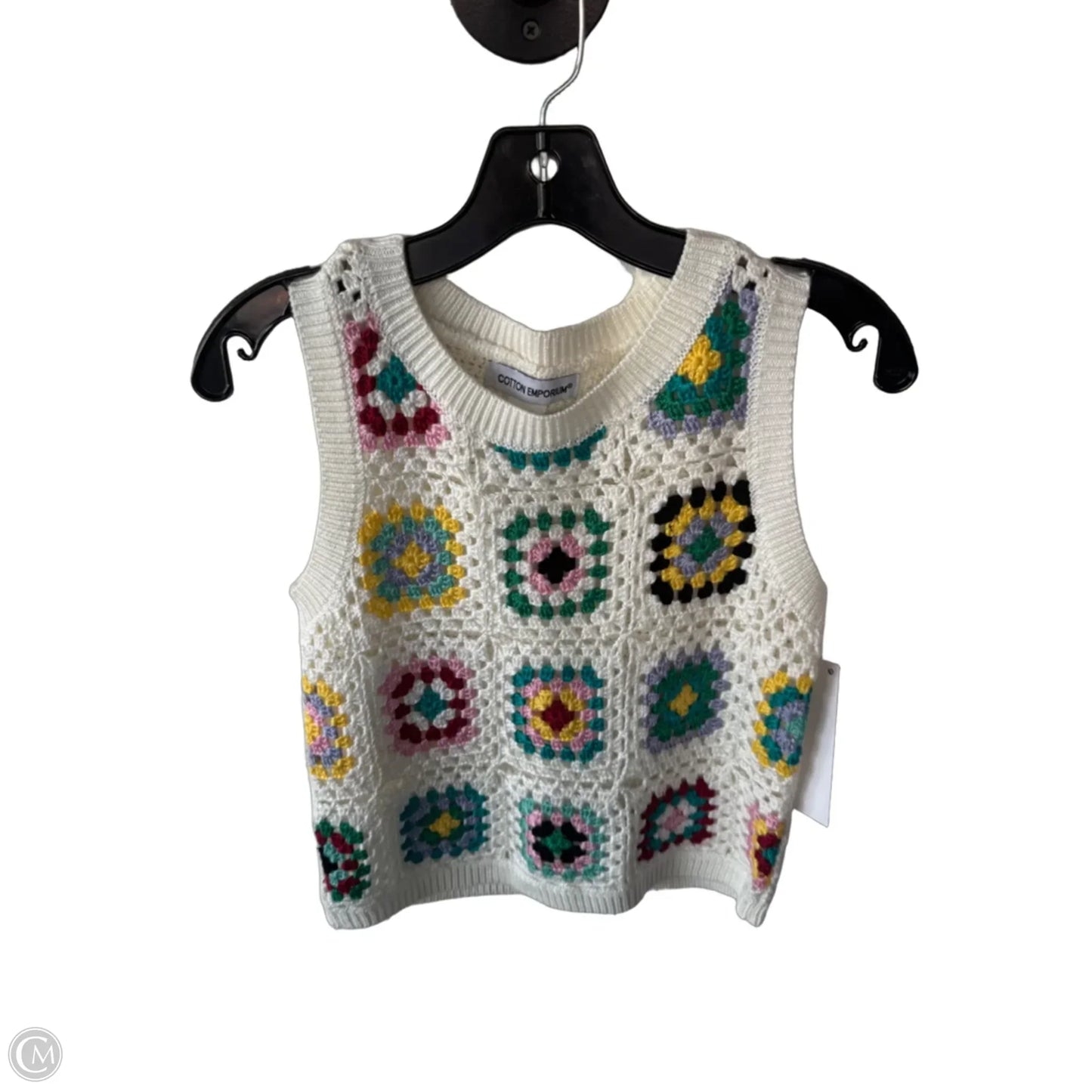 Vest Sweater By Clothes Mentor In White & Yellow, Size: M