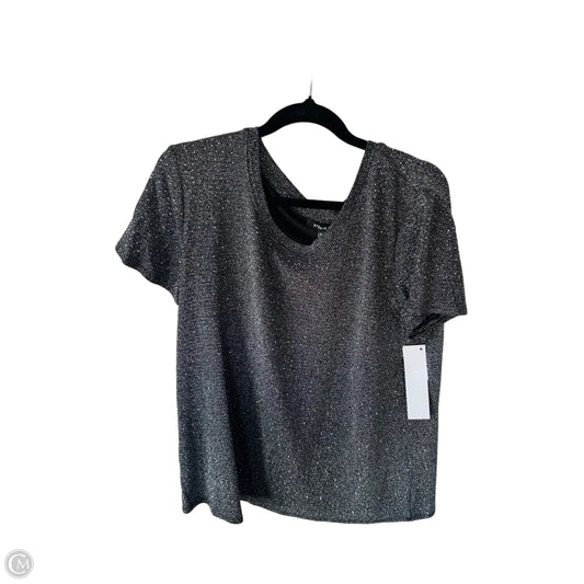 Top Short Sleeve By Studio Y In Black & Silver, Size: Xl