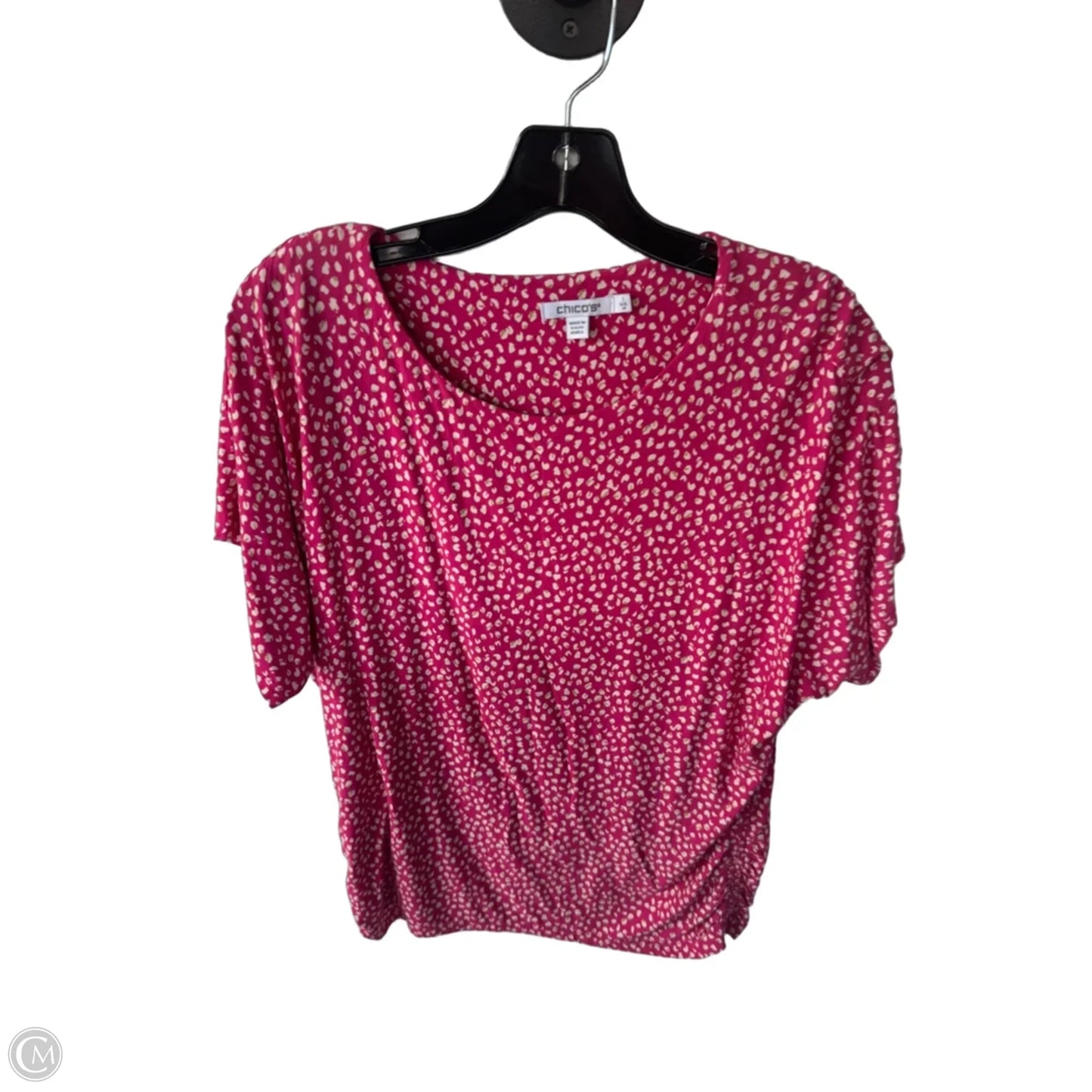 Top Short Sleeve By Chicos In Pink & Tan, Size: M