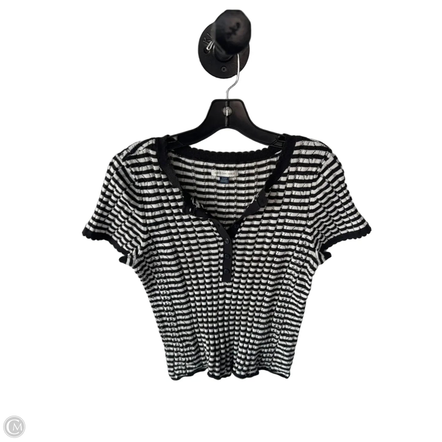 Sweater Short Sleeve By American Eagle In Grey & White, Size: M