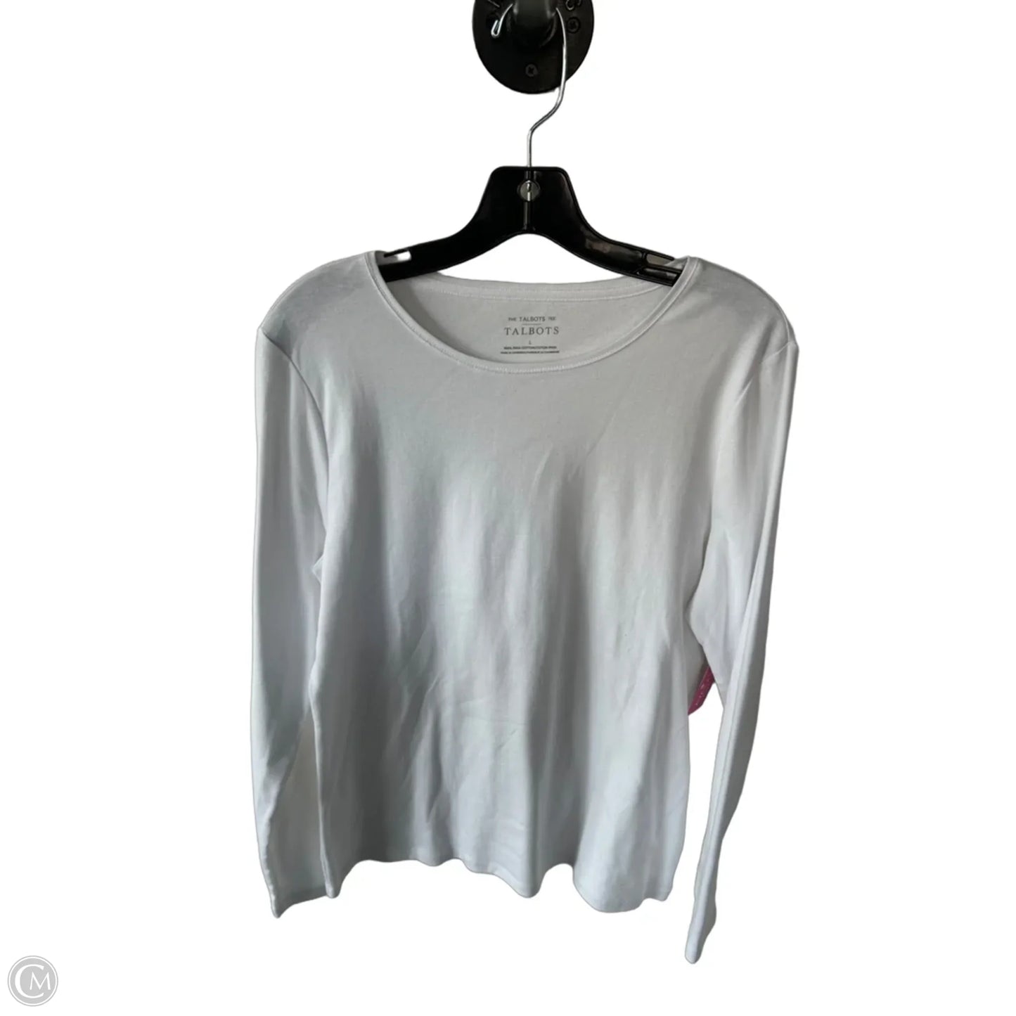 Top Long Sleeve Basic By Talbots In White, Size: L