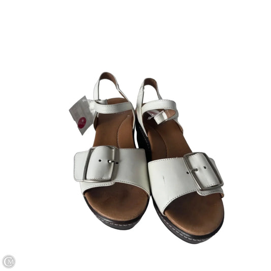 Sandals Heels Wedge By Dansko In Brown & White, Size: 6.5