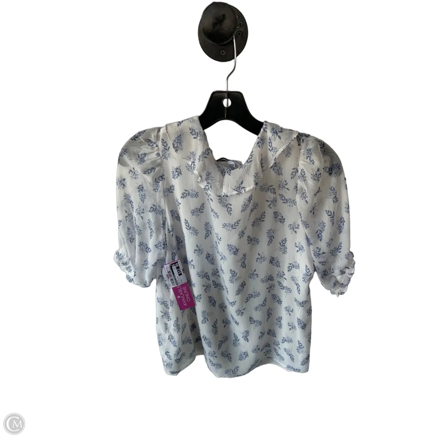 Top Short Sleeve By Maison Damelie In Blue & White, Size: S