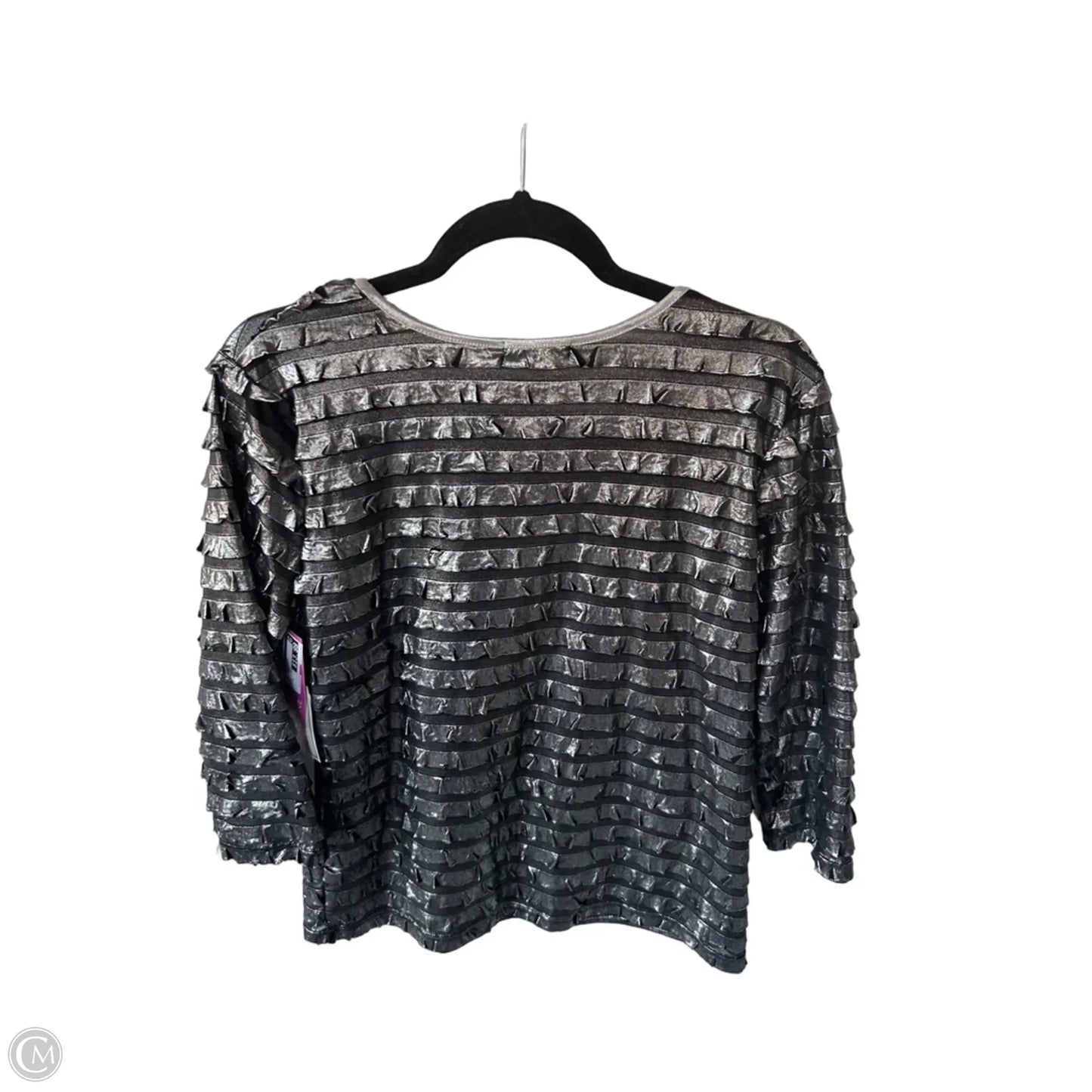 Top 3/4 Sleeve By Erin London In Black & Grey, Size: M