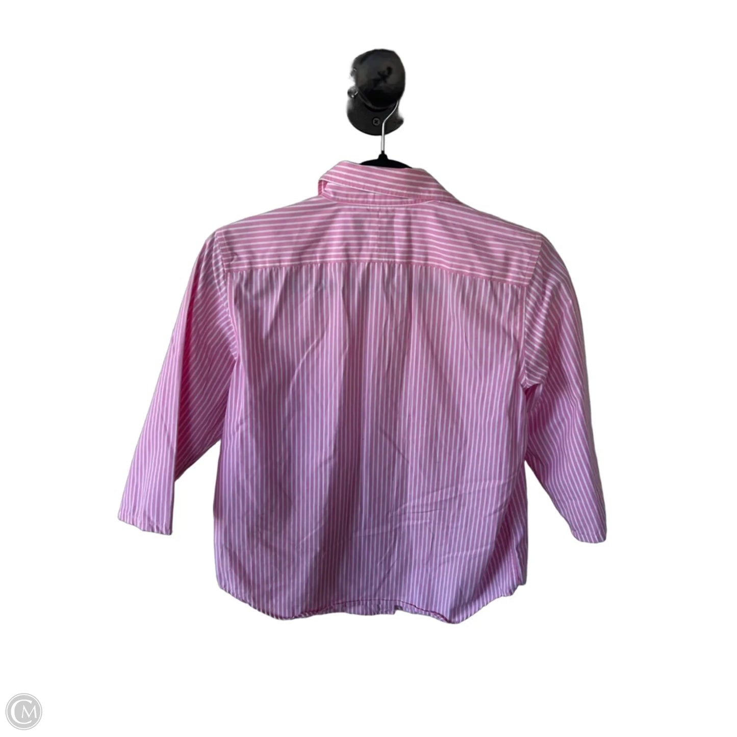 Top 3/4 Sleeve By Lauren By Ralph Lauren In Pink & White, Size: S