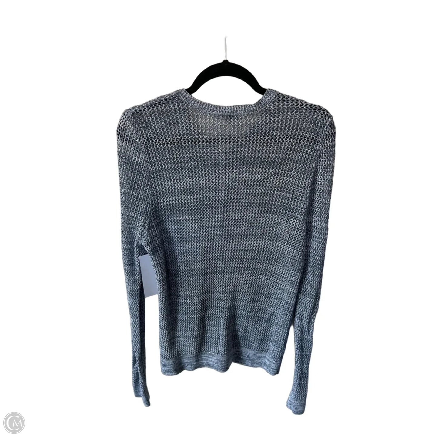Sweater Cardigan By Loft In Blue & Silver, Size: L