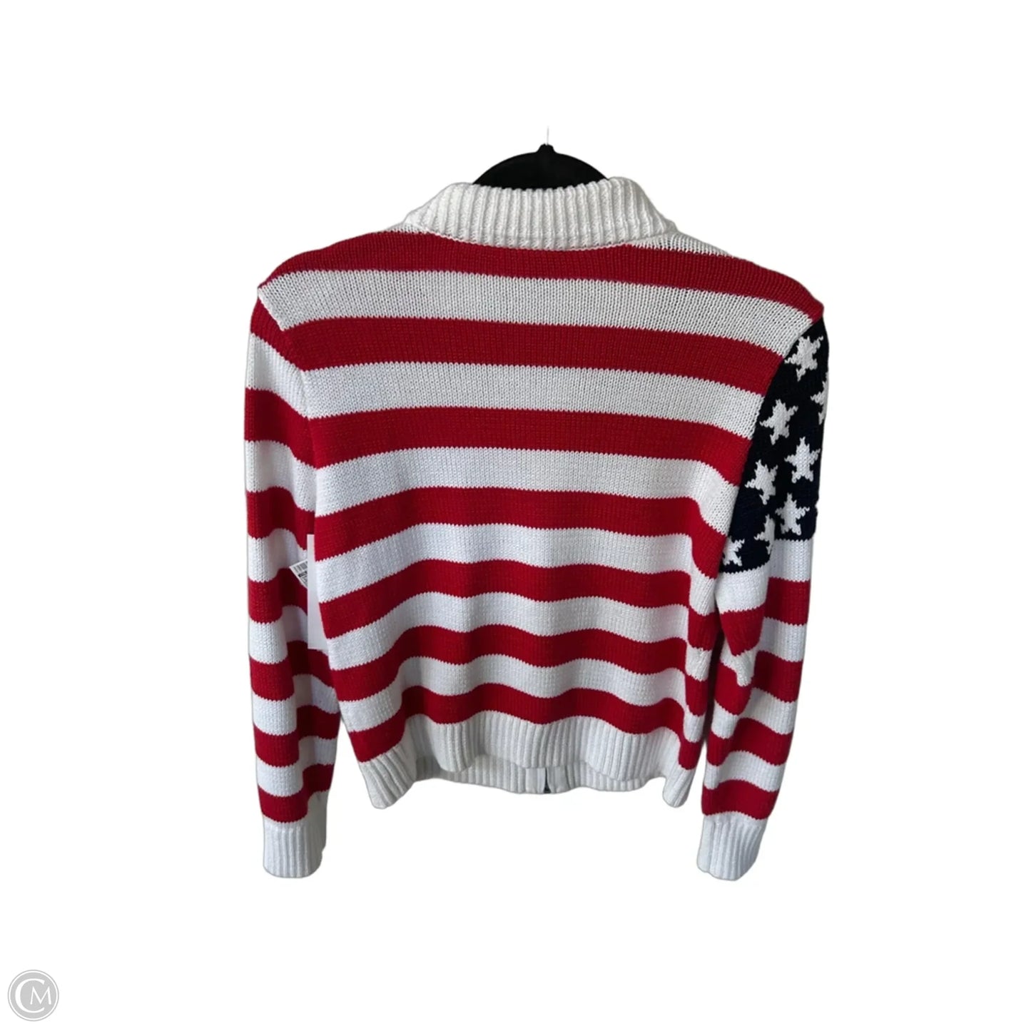 Sweater Cardigan By Talbots In Blue & Red & White, Size: S