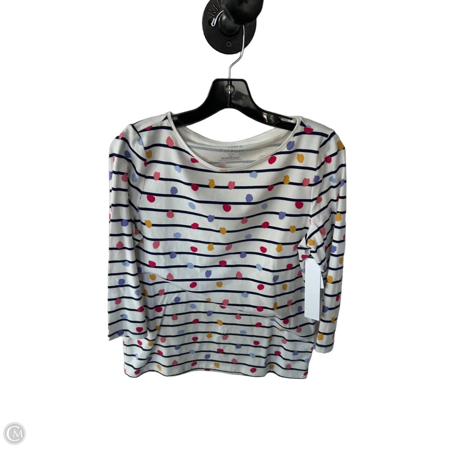 Top 3/4 Sleeve By Talbots In Blue & White, Size: Mp