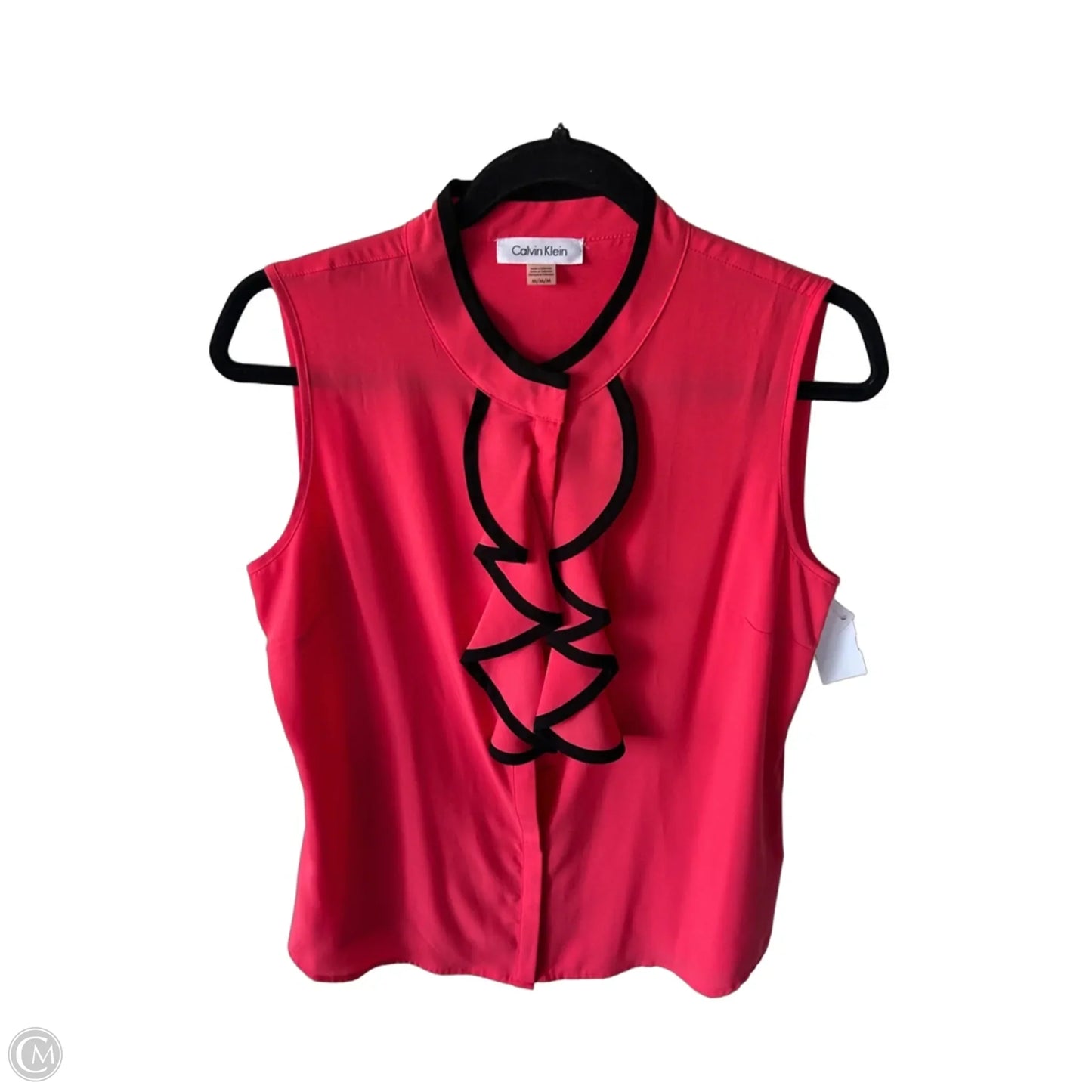 Blouse Sleeveless By Calvin Klein In Black & Pink, Size: M