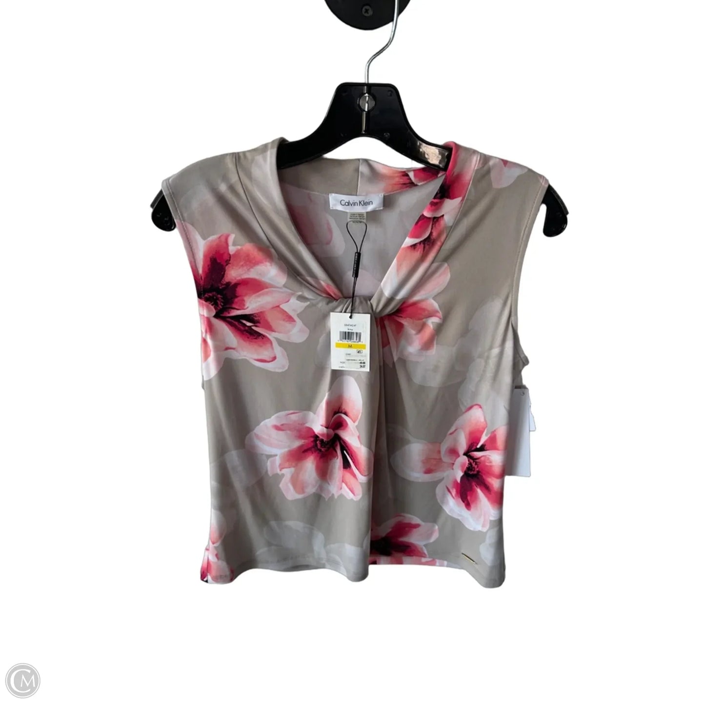 Blouse Sleeveless By Calvin Klein In Pink & Tan, Size: M