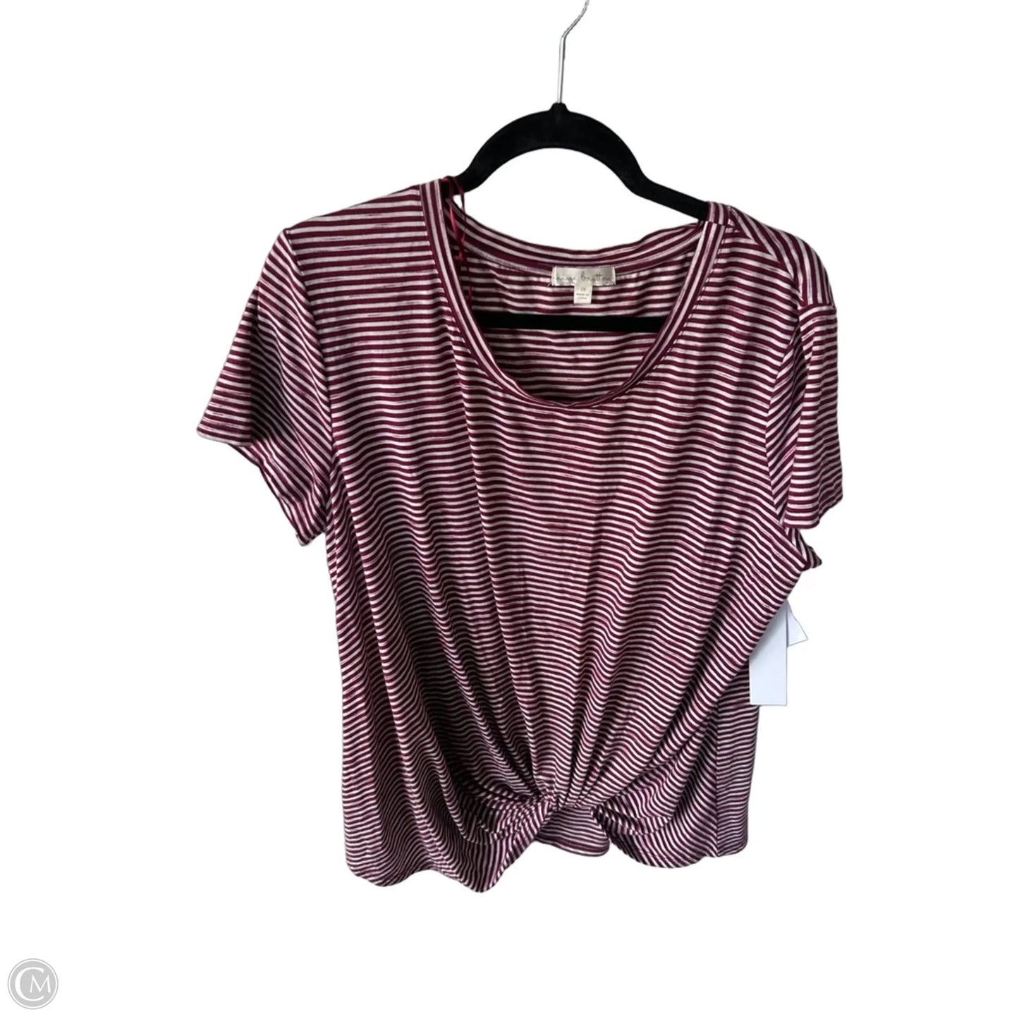 Top Short Sleeve By Nine Britton In Red & White, Size: 1x