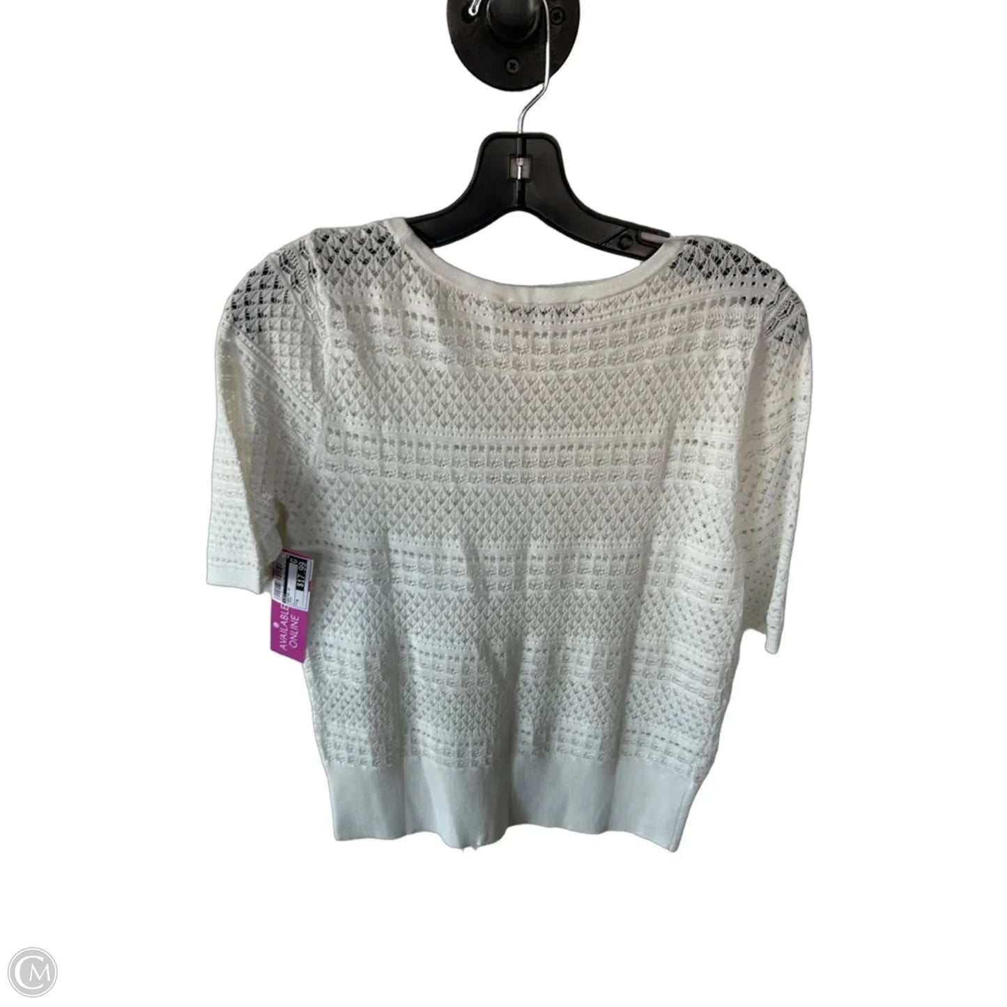 Sweater Short Sleeve By Loft In Cream, Size: M