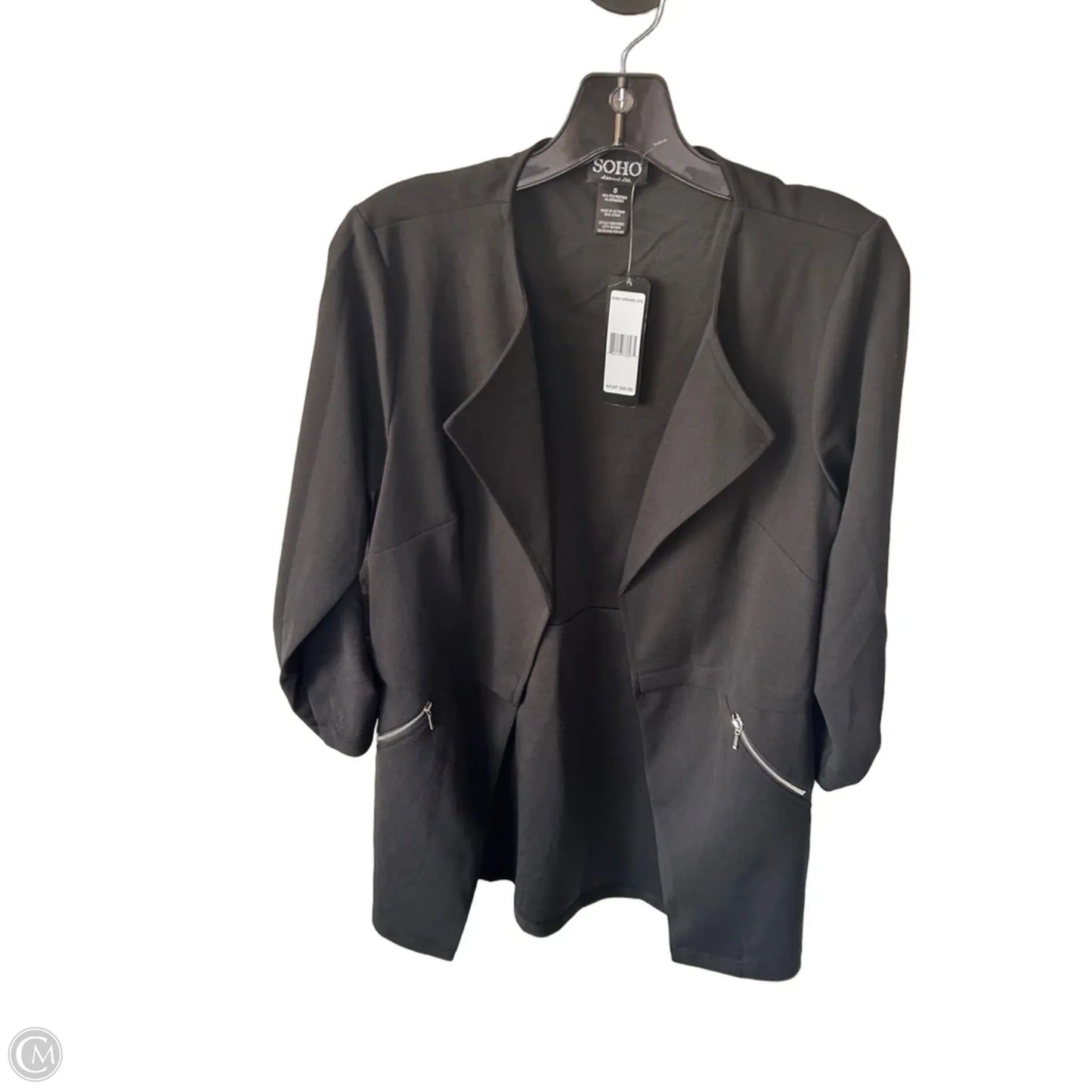 Blazer By Soho Apparel In Black & Silver, Size: S
