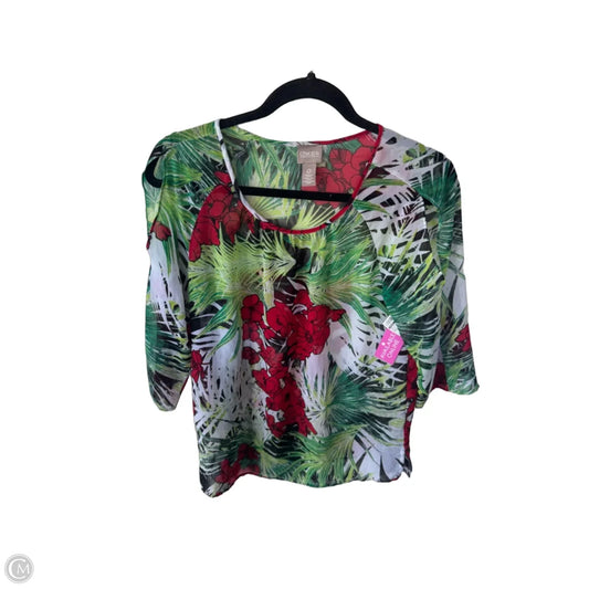 Top 3/4 Sleeve By Chicos In Black & Green, Size: S