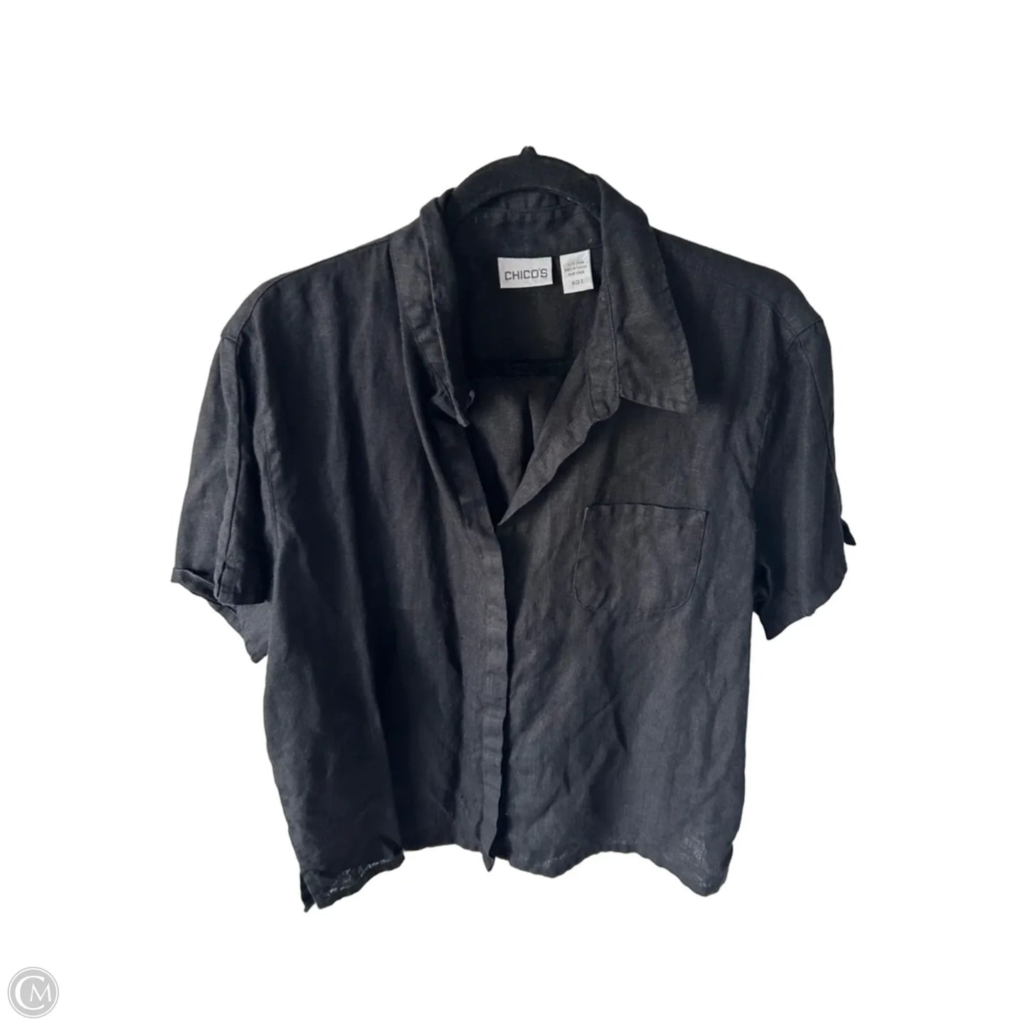 Top Short Sleeve By Chicos In Black, Size: L