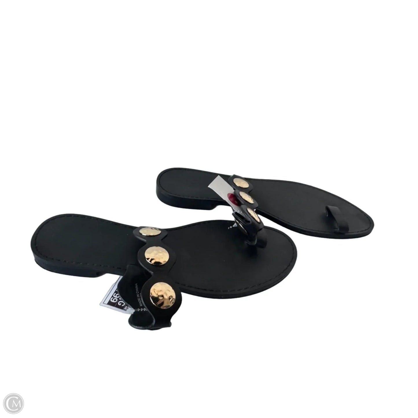 Sandals Flats By Banana Republic In Black & Gold, Size: 8