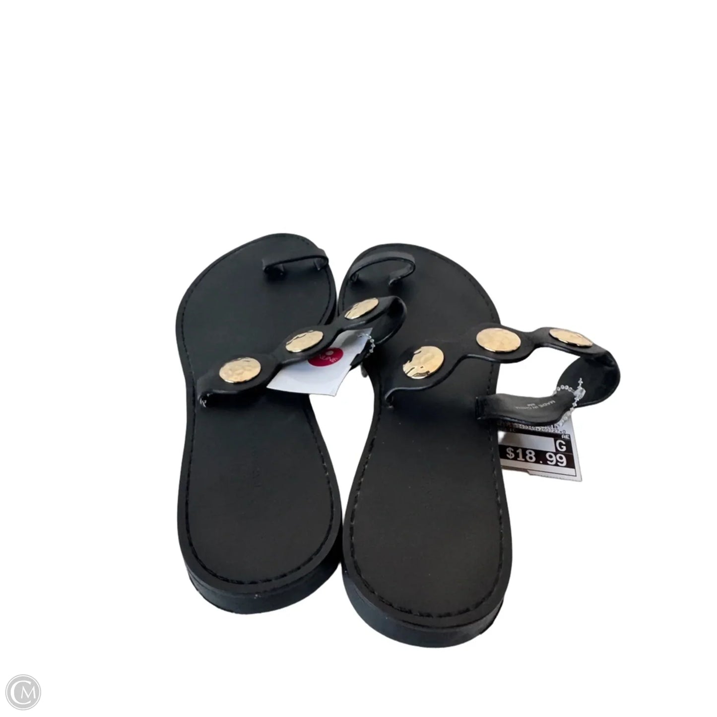 Sandals Flats By Banana Republic In Black & Gold, Size: 8