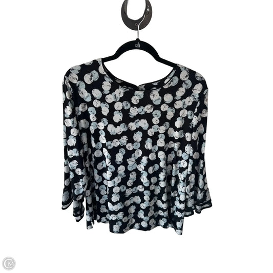 Top 3/4 Sleeve Designer By Karl Lagerfeld In Black & Blue, Size: L