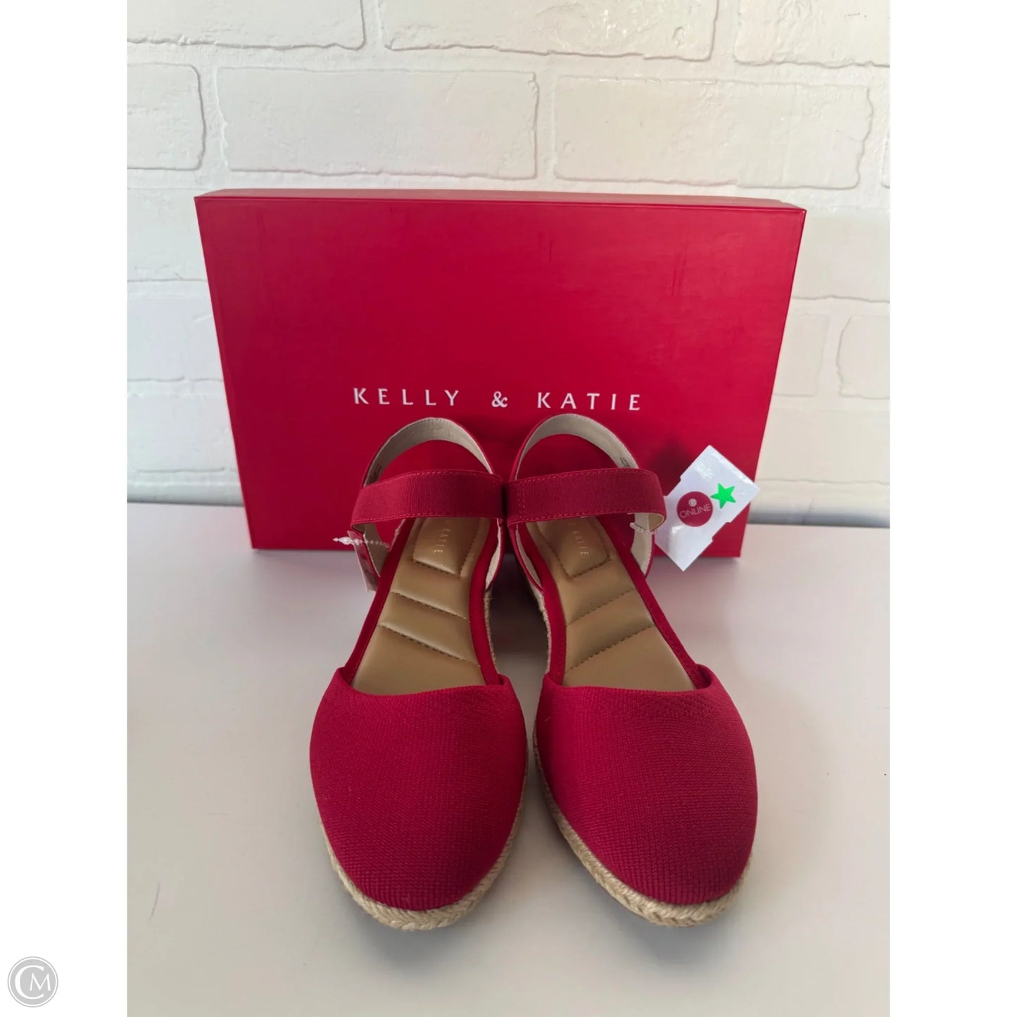 Shoes Heels Wedge By Kelly And Katie In Red & Tan, Size: 7