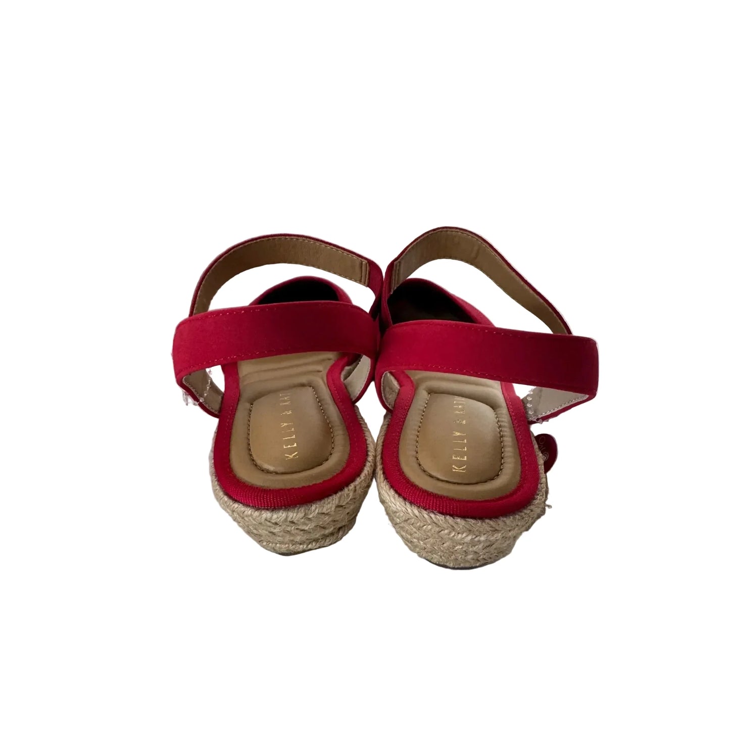 Shoes Heels Wedge By Kelly And Katie In Red & Tan, Size: 7