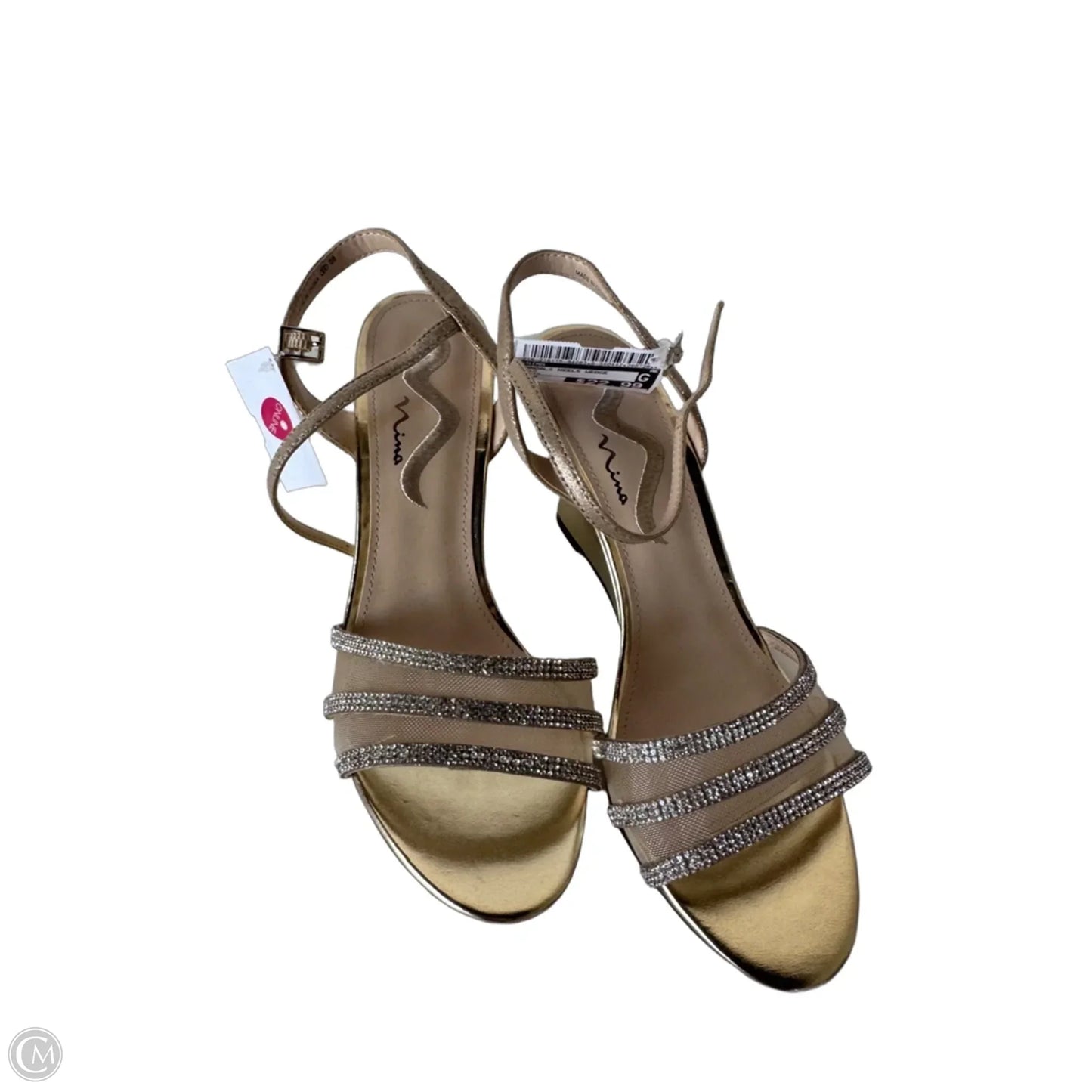 Sandals Heels Wedge By Nina In Gold, Size: 9