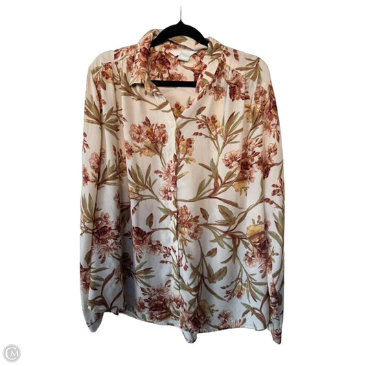 Top Long Sleeve By H&m In Green & Tan, Size: L