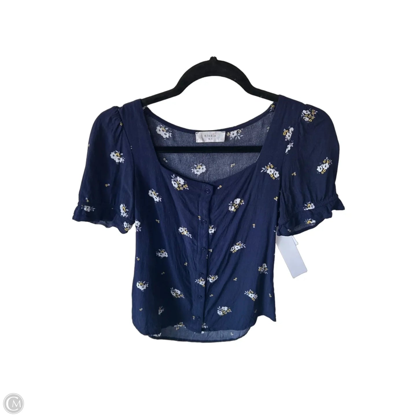 Top Short Sleeve By Elodie In Blue & White, Size: S