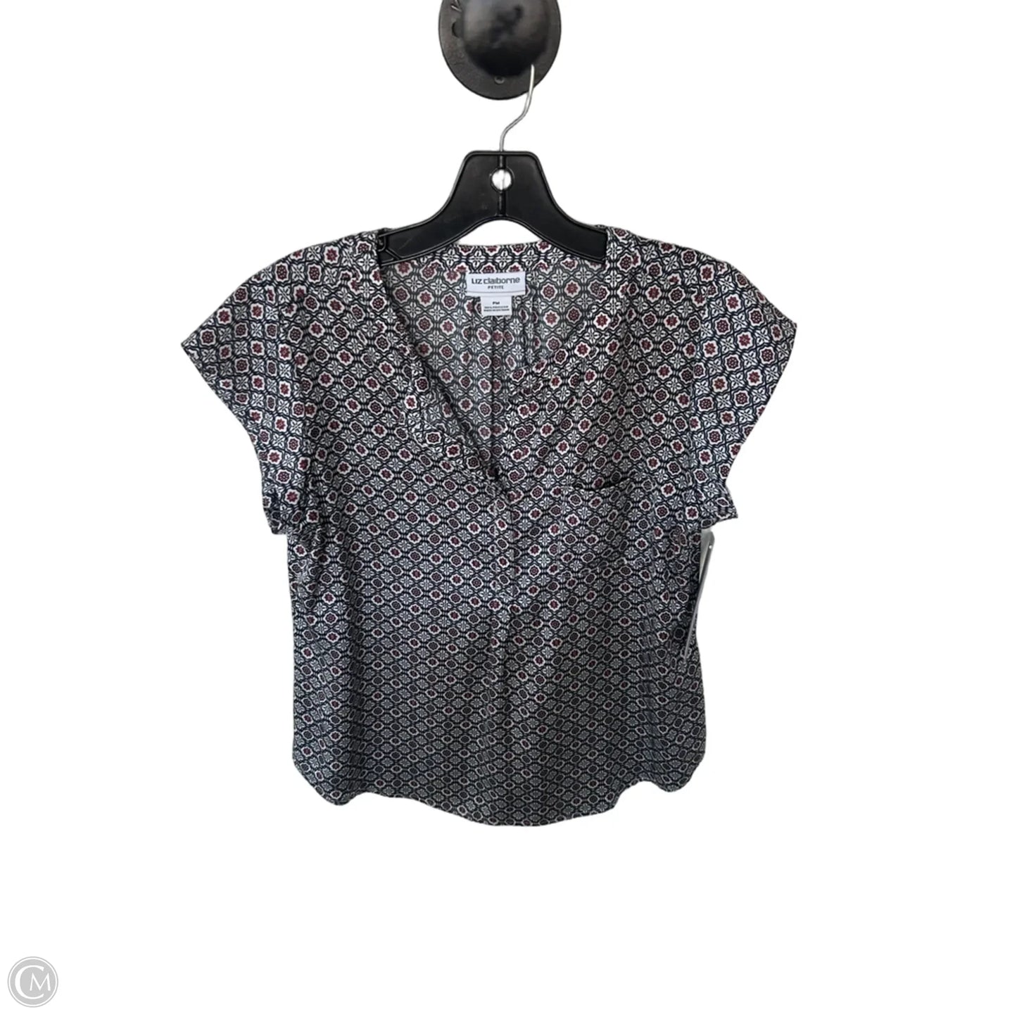 Top Short Sleeve By Liz Claiborne In Black & Red, Size: Mp