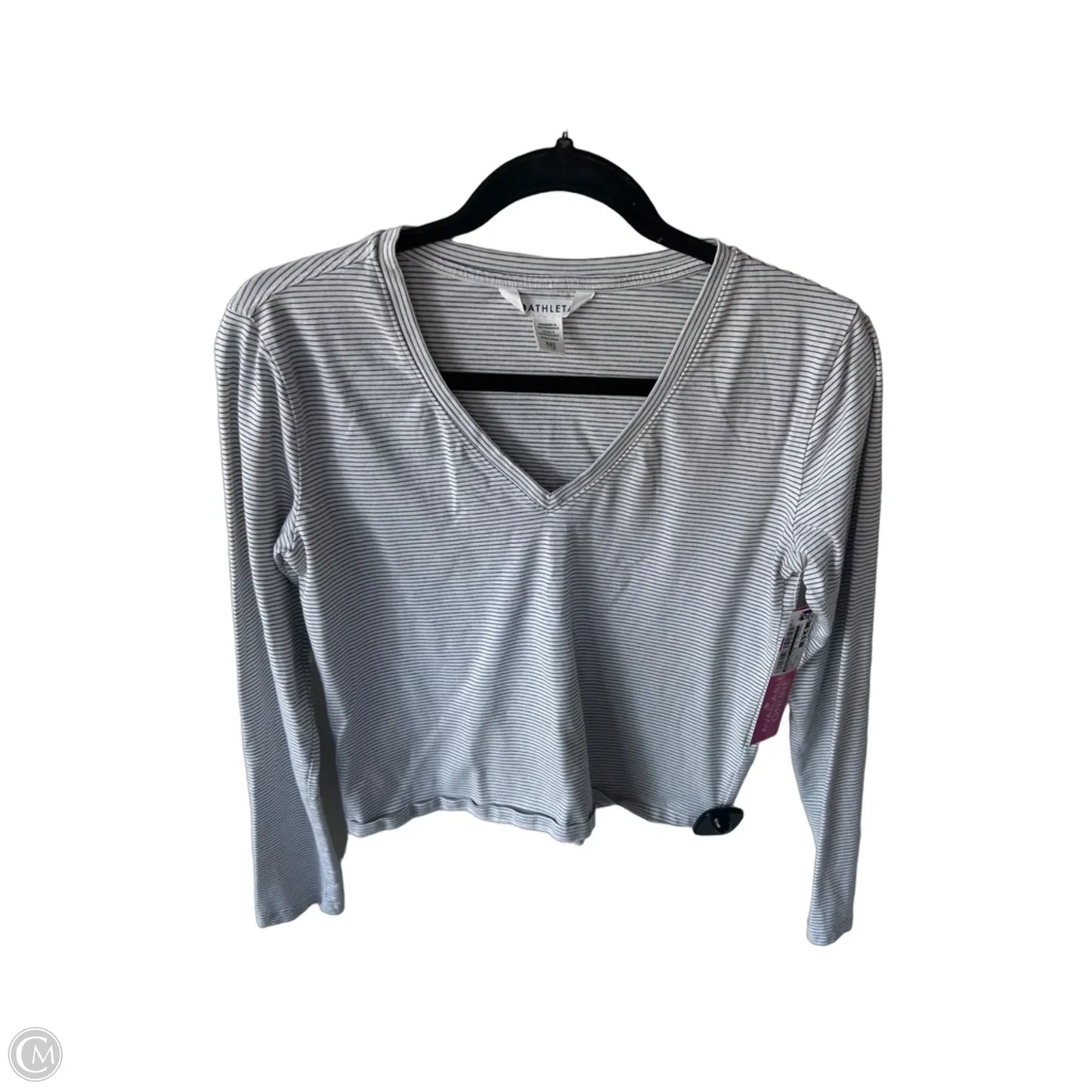 Athletic Top Long Sleeve Crewneck By Athleta In Black & White, Size: Xxs
