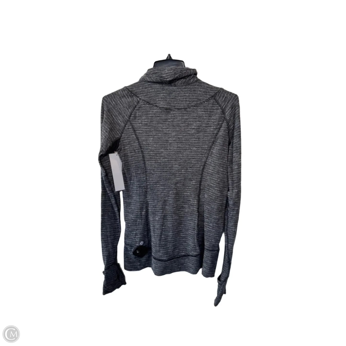 Athletic Top Long Sleeve Collar By Lululemon In Grey & White, Size: S