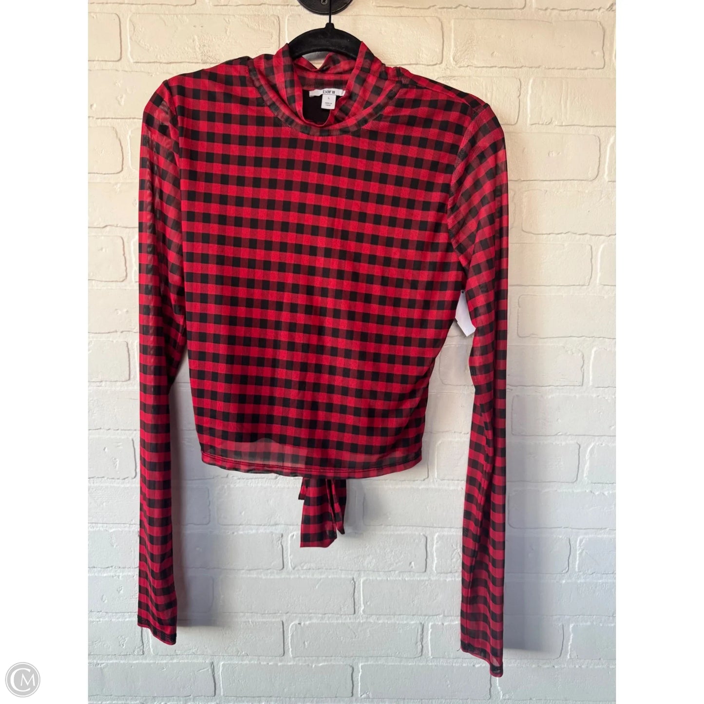 Top Long Sleeve By Bar Iii In Black & Red, Size: L
