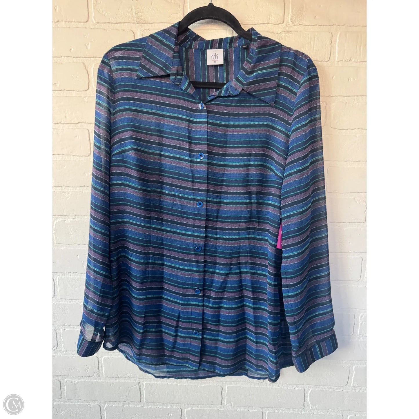 Top Long Sleeve By Cabi In Blue & Purple, Size: M