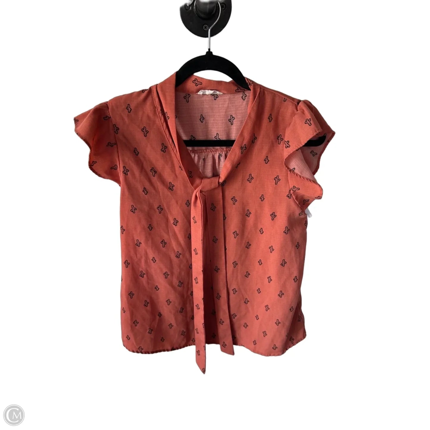 Top Short Sleeve By Mine In Black & Orange, Size: S