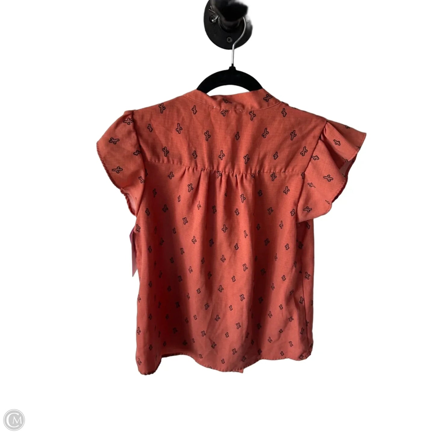 Top Short Sleeve By Mine In Black & Orange, Size: S