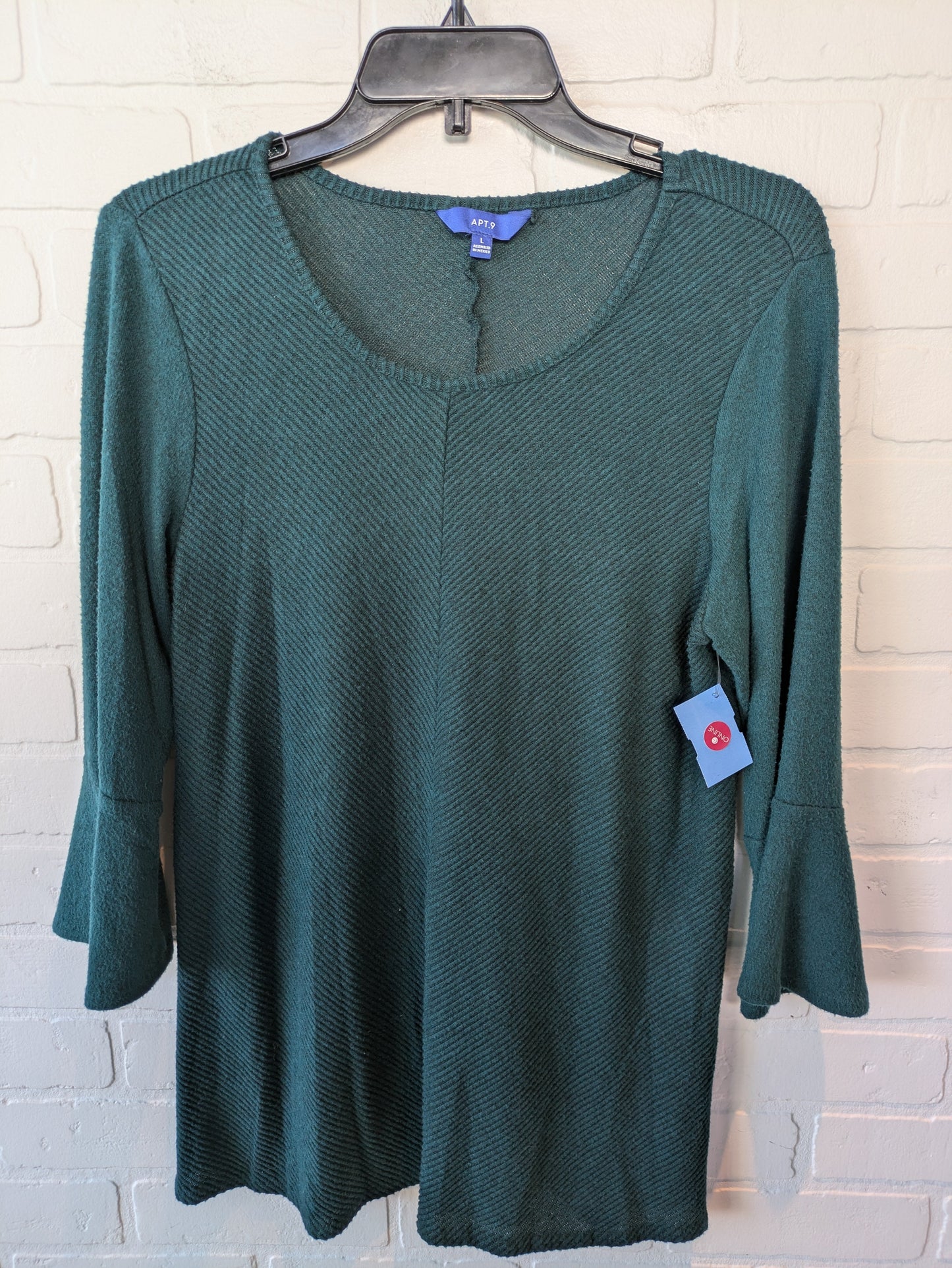 Top 3/4 Sleeve By Apt 9 In Green, Size: L