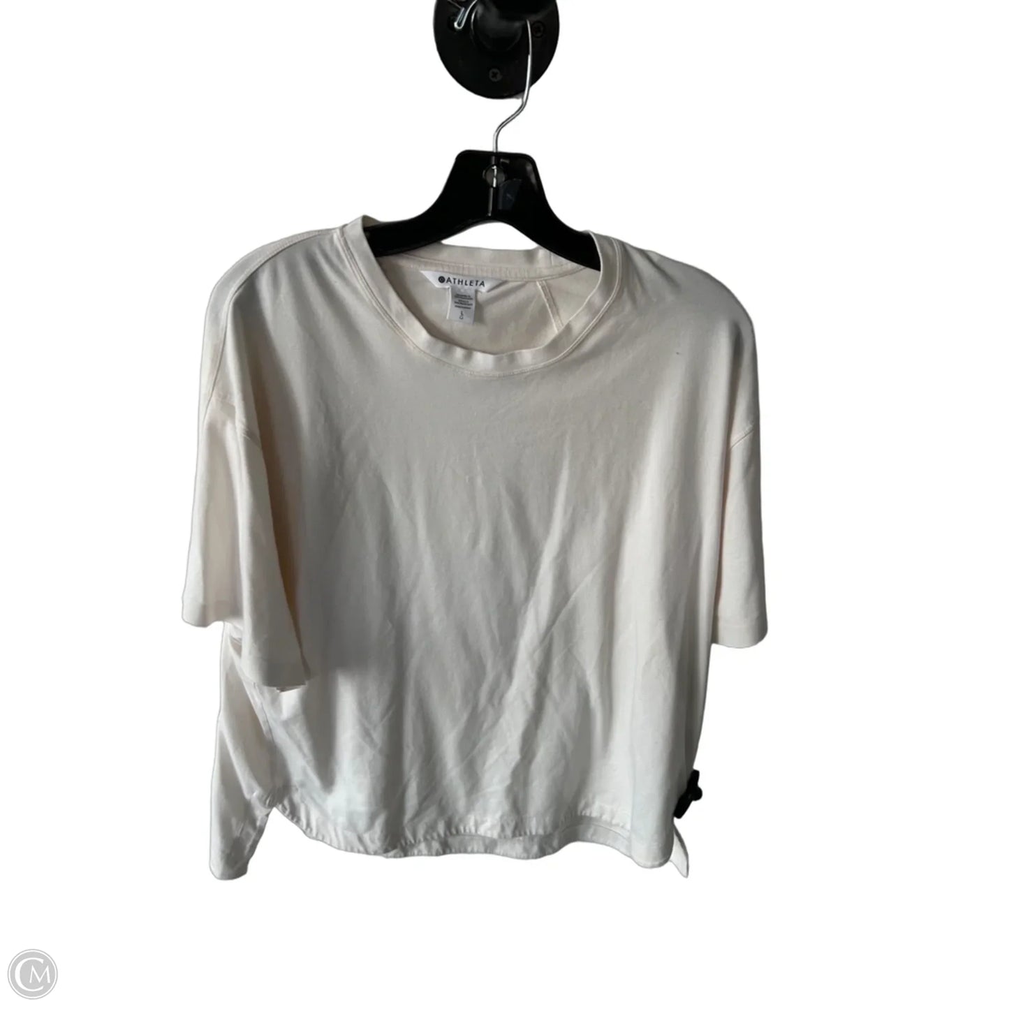 Athletic Top Short Sleeve By Athleta In Cream, Size: L