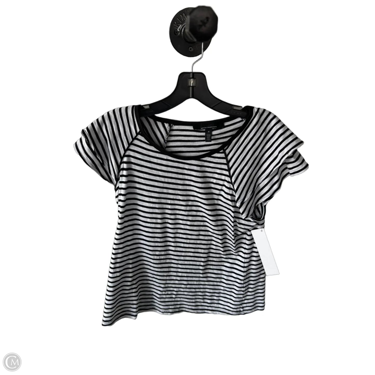 Top Short Sleeve By White House Black Market In Black & White, Size: M