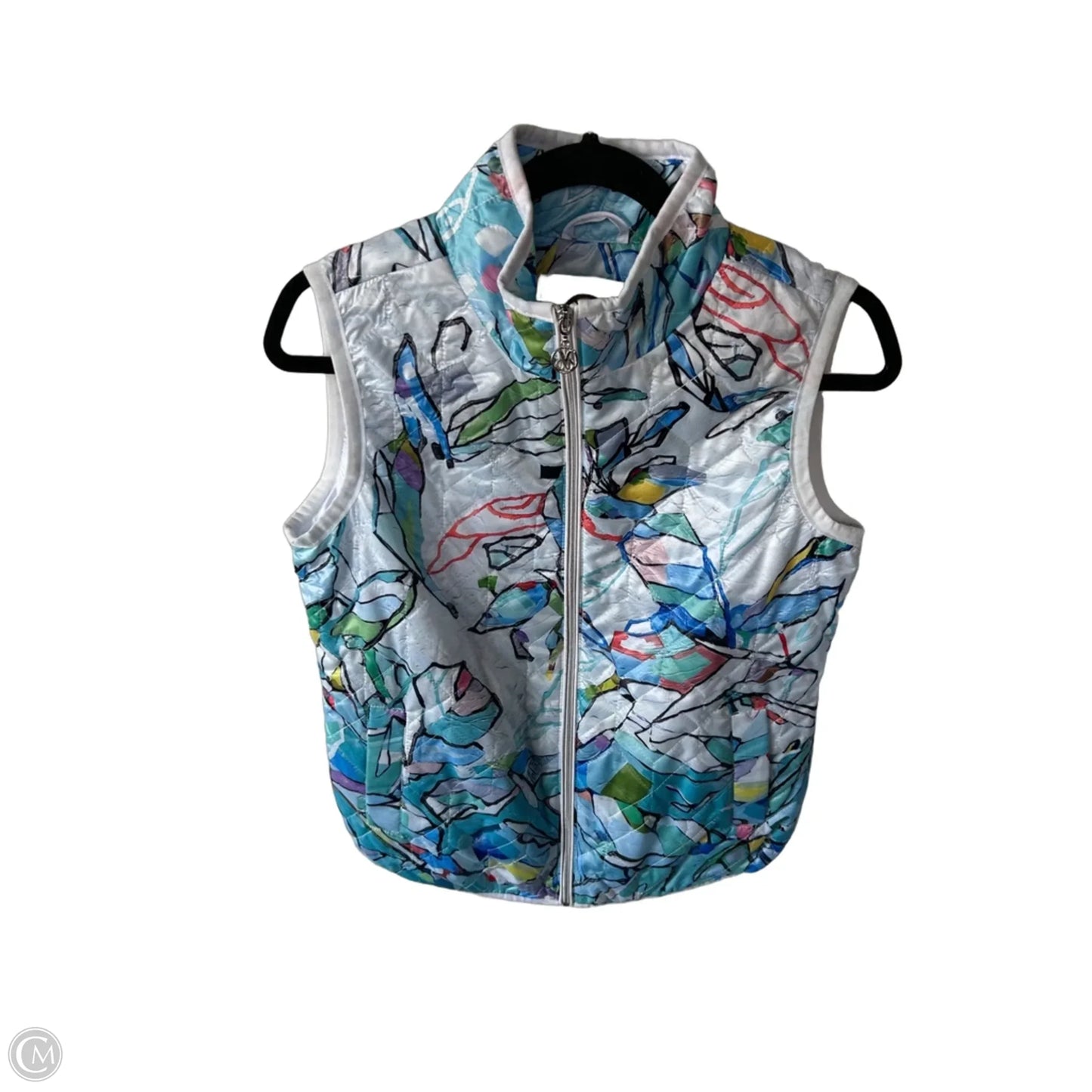 Vest Puffer & Quilted By Clothes Mentor In Blue & White, Size: S