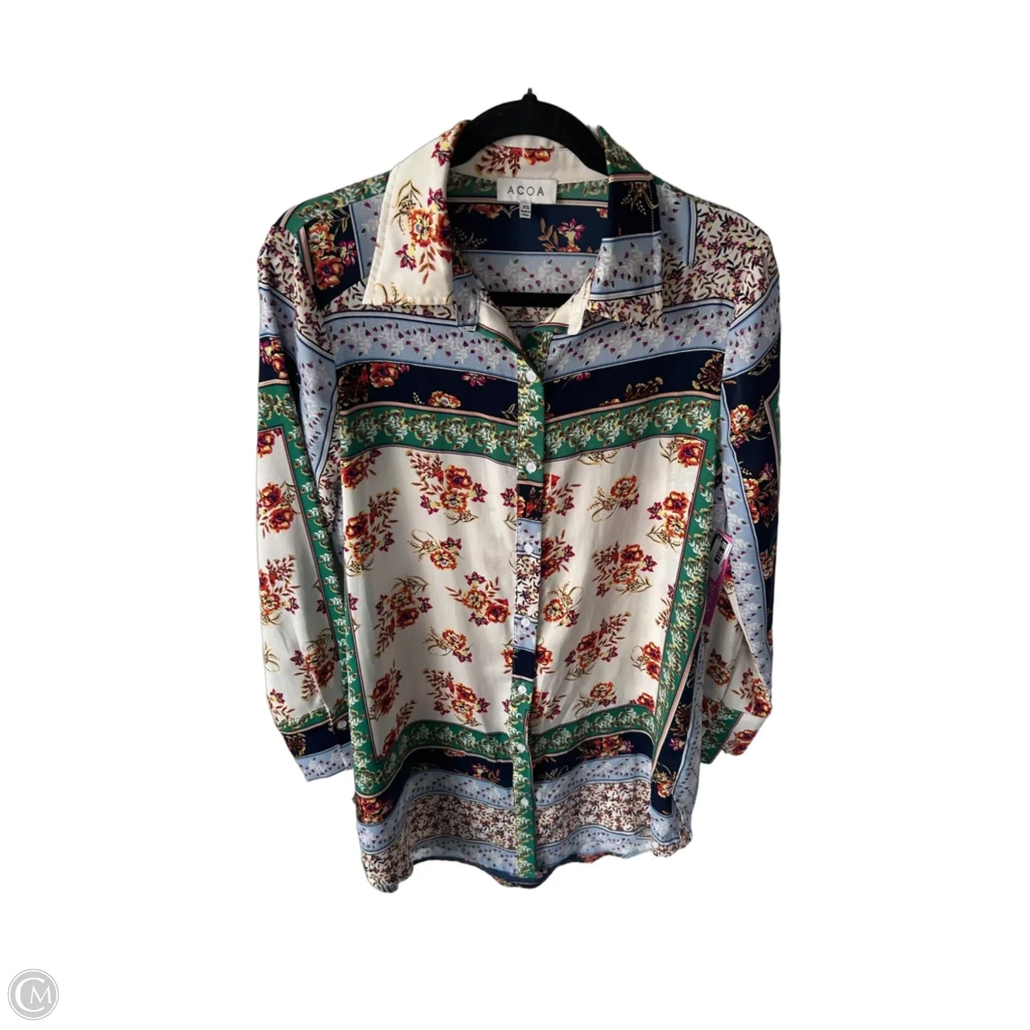 Tunic Long Sleeve By Cmc In Blue & Cream, Size: Xs
