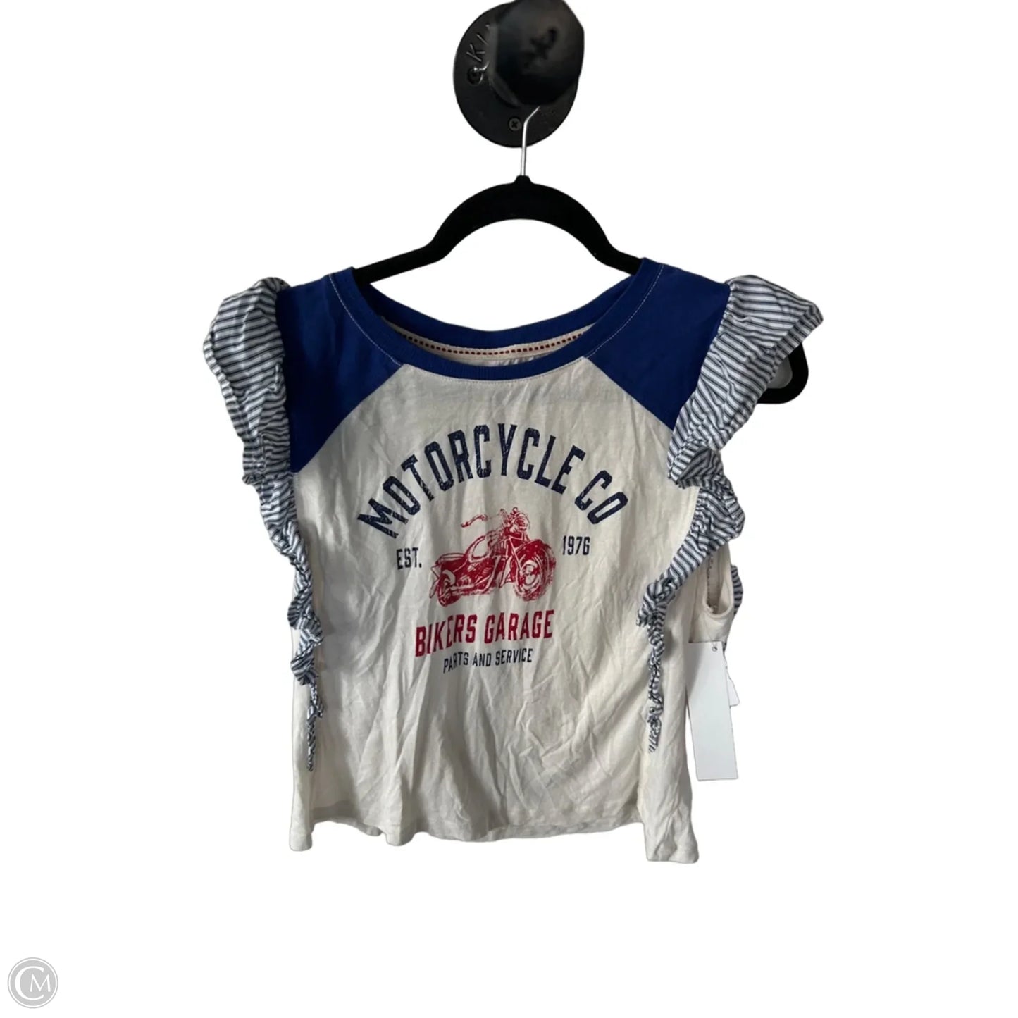 Top Short Sleeve By Pilcro In Blue & Cream, Size: Xxs