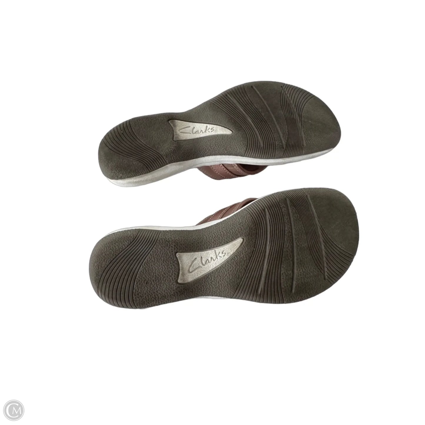 Sandals Flats By Clarks In Grey & Pink, Size: 8